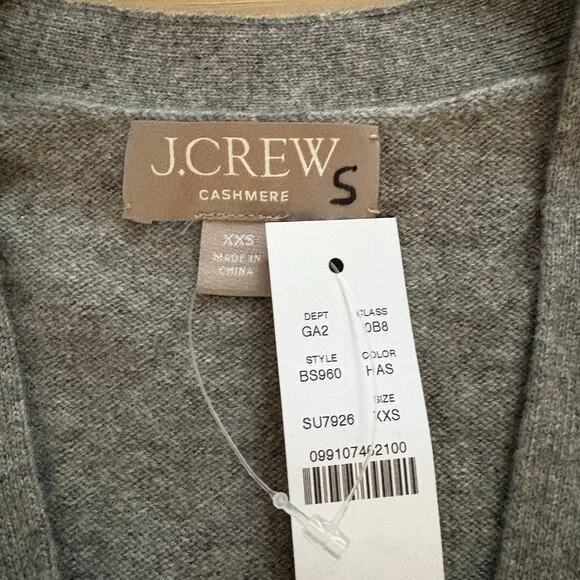 J. Crew Cashmere Relaxed Cardigan Sweater Heather Ash XXS - Picture 2 of 8
